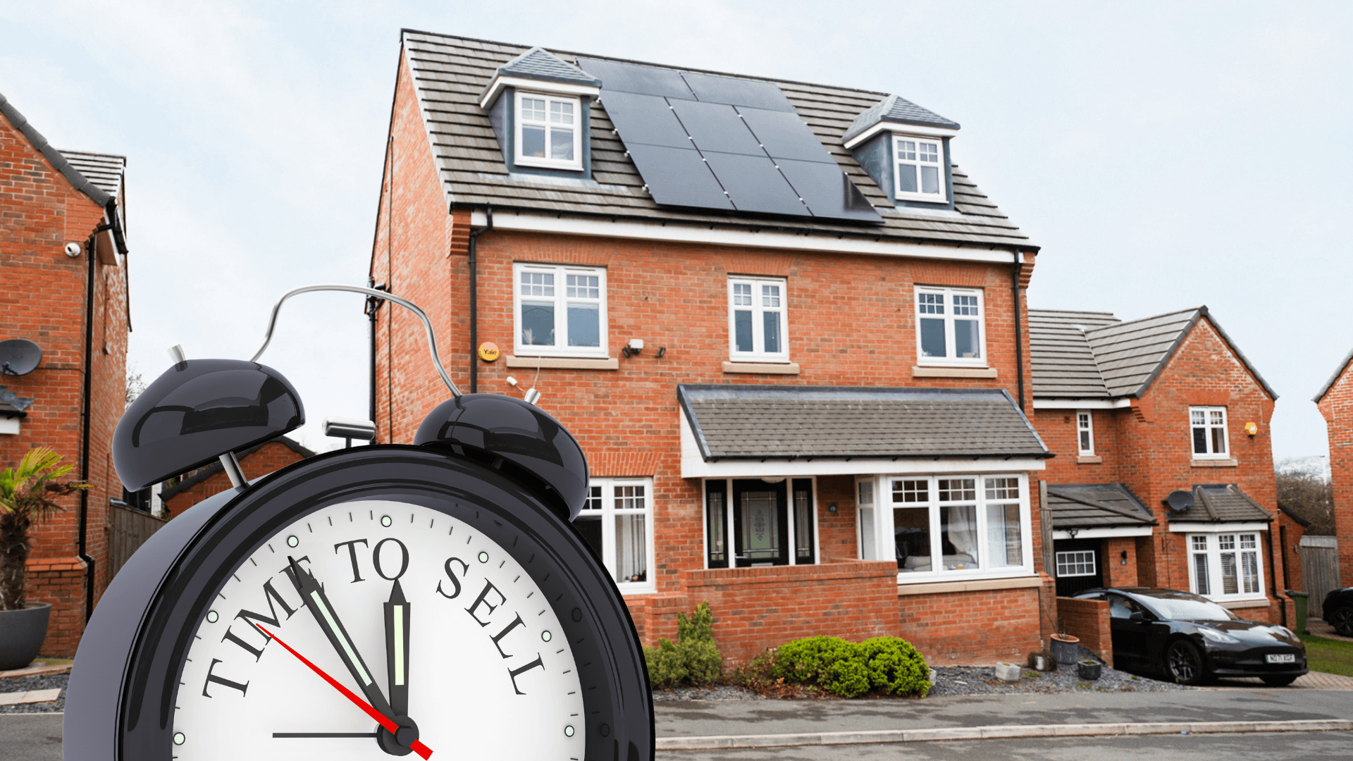 House with clock asking 'time to sell?'